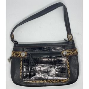 Brighton Croc Embossed Cheetah Calf Hair Shoulder Bag D543565 New Without Tags